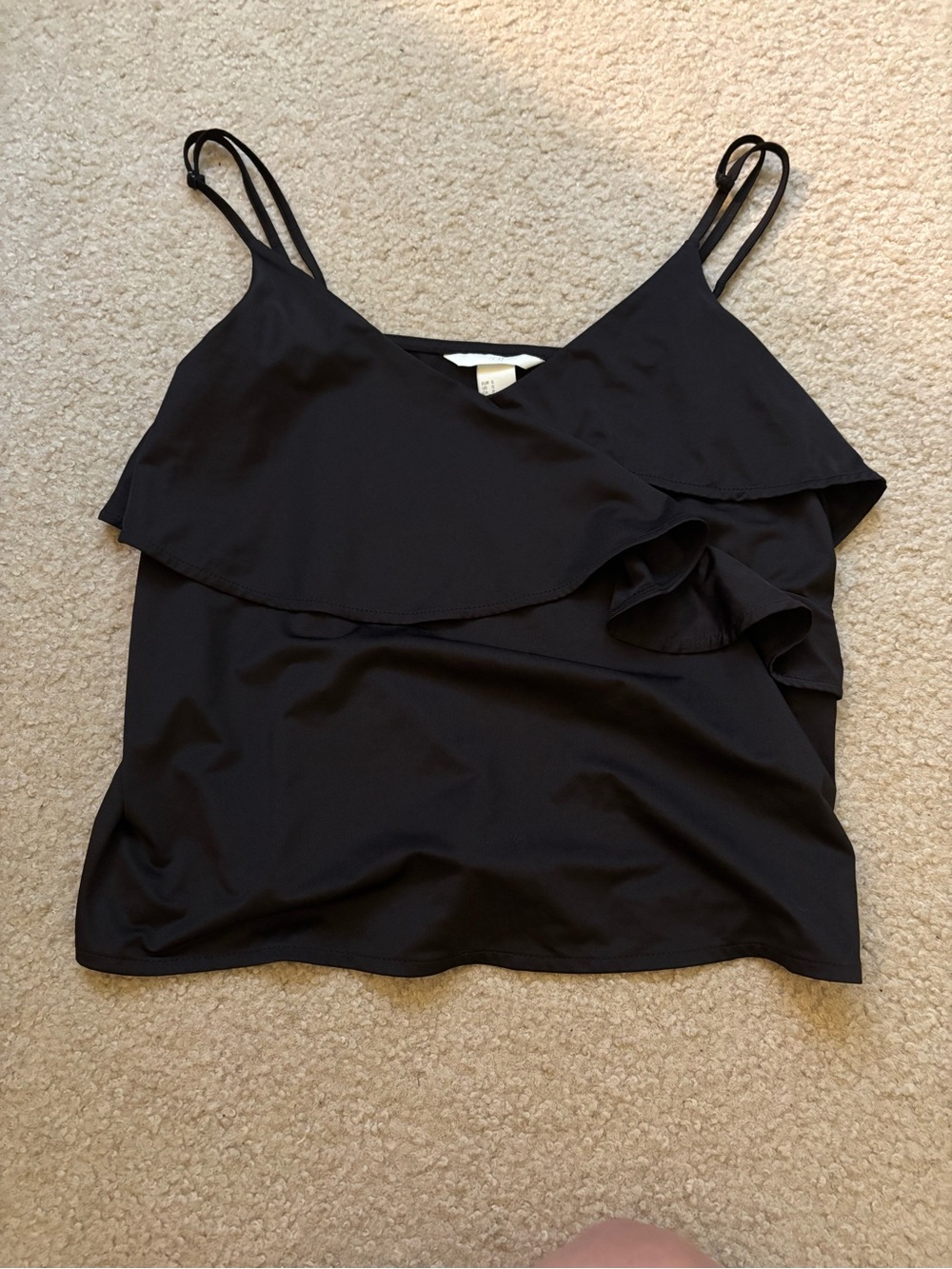 Black Ruffle Cami Tank Top - Women